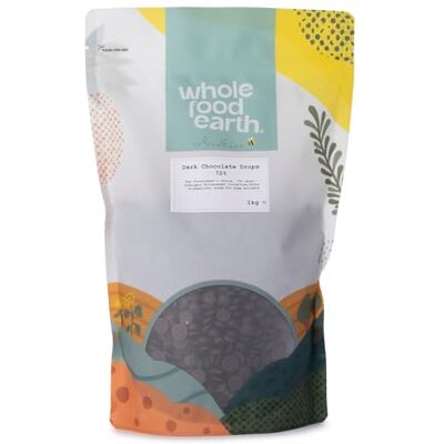 Wholefood Earth Dark Chocolate Drops 72% 1kg 72% Cocoa Vegan Baking Wholefood Earth Dark Chocolate Drops 72% 1kg 72% Cocoa Vegan Baking