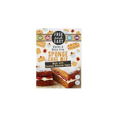 Free & Easy Gluten and Dairy Free Sponge Cake Mix with Coconut Blossom Sugar 350 g (Pack of 4) Free & Easy Gluten and Dairy Free Sponge Cake Mix with Coconut Blossom Sugar 350 g (Pack of 4)