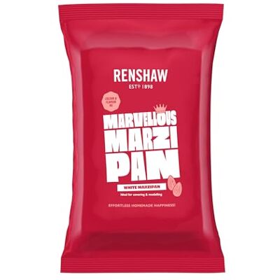 Renshaw Ready Rolled White Marzipan Disc For 8” Cake, Marzipan for Cakes, Ready Rolled Marzipan - WHITE 1kg Renshaw Ready Rolled White Marzipan Disc For 8” Cake, Marzipan for Cakes, Ready Rolled Marzipan - WHITE 1kg