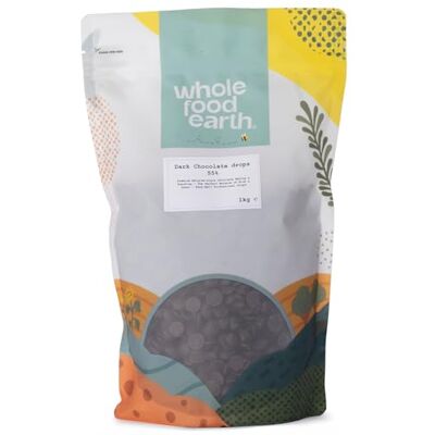 Wholefood Earth Dark Chocolate Drops 55% 1kg 55% Cocoa Vegan Baking Wholefood Earth Dark Chocolate Drops 55% 1kg 55% Cocoa Vegan Baking
