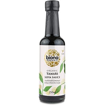 Biona Organic Tamari Sauce Wheat Free 250ml, Pack of 6 100% Organic Tamari, Wheat Free, Rich Authentic Flavour, Ideal for Stir Fries and Marinades, Vegan Biona Organic Tamari Sauce Wheat Free 250ml, Pack of 6 100% Organic Tamari, Wheat Free, Rich Authentic Flavour, Ideal for Stir Fries and Marinades, Vegan
