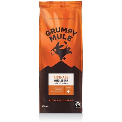 Grumpy Mule Kick-Ass House Blend Whole Coffee Beans with notes of Caramel and Milk Chocolate 500 g Grumpy Mule Kick-Ass House Blend Whole Coffee Beans with notes of Caramel and Milk Chocolate 500 g