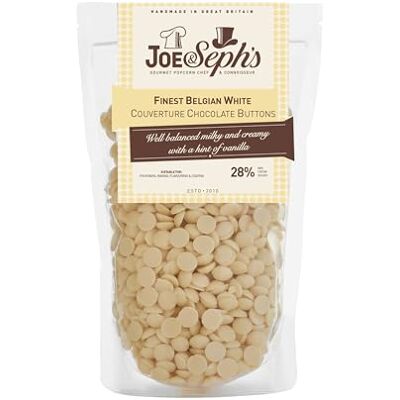 Joe & Seph's Joe & Sephs Finest Belgian White Chocolate Buttons (800g), Finest Couverture Belgian White Chocolate Buttons, 28% of Cocoa, Perfect for Chocolate Fountains, Desserts, Baking, Glazing and More Joe & Seph's Joe & Sephs Finest Belgian White Chocolate Buttons (800g), Finest Couverture Belgian White Chocolate Buttons, 28% of Cocoa, Perfect for Chocolate Fountains, Desserts, Baking, Glazing and More