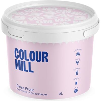 Colour Mill Gloss Frost White Vanilla Buttercream 2 litre Ready to Use Swiss Meringue Style for Cupcake Swirls and Cakes 2L Colour Mill Gloss Frost White Vanilla Buttercream 2 litre Ready to Use Swiss Meringue Style for Cupcake Swirls and Cakes 2L