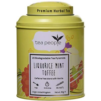 Tea People Liquorice Mint Toffee, 20 Tea Pyramids in Tin Caddy, LMT-20TP Tea People Liquorice Mint Toffee, 20 Tea Pyramids in Tin Caddy, LMT-20TP