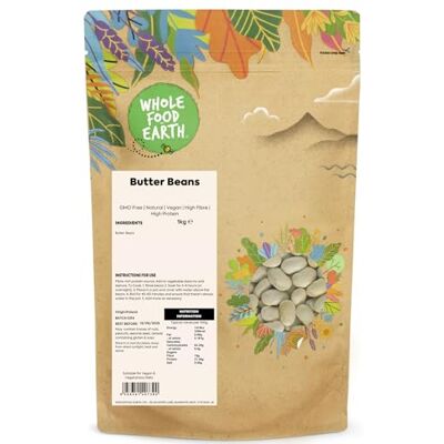 Wholefood Earth Butter Beans 1 kg GMO Free Natural High Fibre High Protein Wholefood Earth Butter Beans 1 kg GMO Free Natural High Fibre High Protein