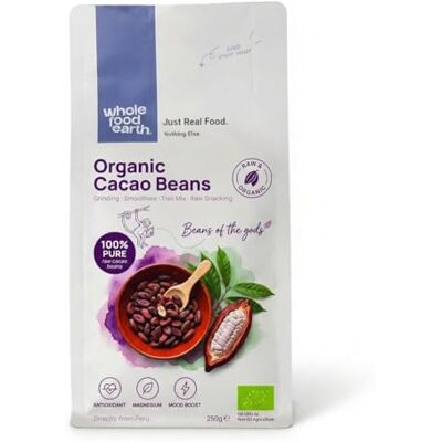 Wholefood Earth Organic Cacao Beans 250g Organic Raw Whole Wholefood Earth Organic Cacao Beans 250g Organic Raw Whole
