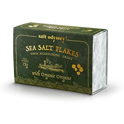 Salt Odyssey Greek Sea Salt Flakes with Organic Oregano 75g (Pack of 3) – Mediterranean Flavoured Salt for Cooking, Salads & Grilled Meat Salt Odyssey Greek Sea Salt Flakes with Organic Oregano 75g (Pack of 3) – Mediterranean Flavoured Salt for Cooking, Salads & Grilled Meat