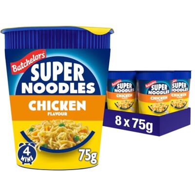 Batchelors Super Noodles Tasty Chicken Flavour, 75 g Pot (8-Pack) Batchelors Super Noodles Tasty Chicken Flavour, 75 g Pot (8-Pack)