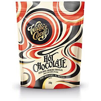 Willie's Cacao Hot Chocolate 52% Cacao 250g x 8 Pouch Rich dark drinking chocolate with honeyed notes Vegan Willie's Cacao Hot Chocolate 52% Cacao 250g x 8 Pouch Rich dark drinking chocolate with honeyed notes Vegan