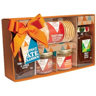 Cottage Delight Pate Hamper, Perfect Pate Classics, Tomato Garlic & Ginger Chutney 310g, Farmhouse Pork Pate 90g, Wild Boar & Merlot Pate 90g, Sweet Apple Chutney 325g with Scottish Oakcakes Cottage Delight Pate Hamper, Perfect Pate Classics, Tomato Garlic & Ginger Chutney 310g, Farmhouse Pork Pate 90g, Wild Boar & Merlot Pate 90g, Sweet Apple Chutney 325g with Scottish Oakcakes