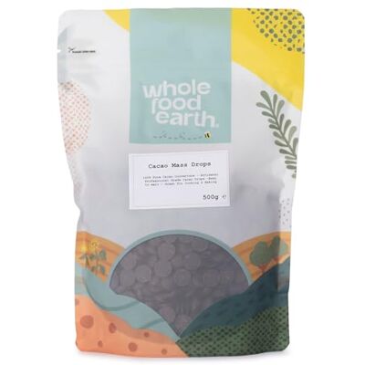 Wholefood Earth Cacao Mass Drops 500g 100% Cacao Vegan Baking Wholefood Earth Cacao Mass Drops 500g 100% Cacao Vegan Baking