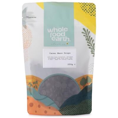 Wholefood Earth Cacao Mass Drops 250g 100% Cacao Vegan Baking Wholefood Earth Cacao Mass Drops 250g 100% Cacao Vegan Baking