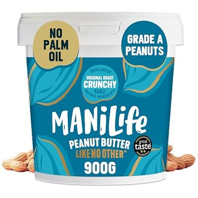 MANÍLIFE ManiLife Original Roast Crunchy Natural Peanut Butter 900g High Protein, No Palm Oil & No Added Sugar Made from Single Origin Argentine Grade A Peanuts (packaging may vary) MANÍLIFE ManiLife Original Roast Crunchy Natural Peanut Butter 900g High Protein, No Palm Oil & No Added Sugar Made from Single Origin Argentine Grade A Peanuts (packaging may vary)