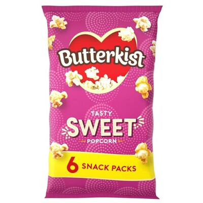 Butterkist SWEET Popcorn 6 Snack Packs, Case of 8 Gluten free, Source of Fibre, Made from Wholegrains, No Artificial Colours or Flavours, Suitable for Vegetarians Butterkist SWEET Popcorn 6 Snack Packs, Case of 8 Gluten free, Source of Fibre, Made from Wholegrains, No Artificial Colours or Flavours, Suitable for Vegetarians