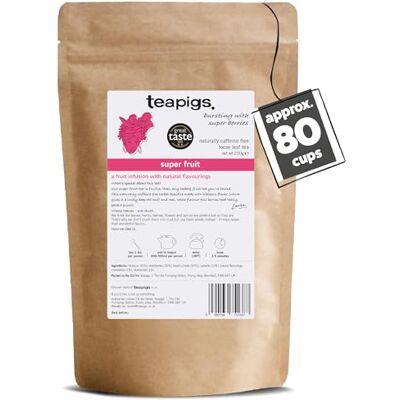 teapigs Loose Super Fruit Tea Bold Berry Infusion with Cranberries, Blueberries & Hibiscus Punchy, Fruity & Refreshing Great Taste Award Winner 200g (1 Pack) teapigs Loose Super Fruit Tea Bold Berry Infusion with Cranberries, Blueberries & Hibiscus Punchy, Fruity & Refreshing Great Taste Award Winner 200g (1 Pack)