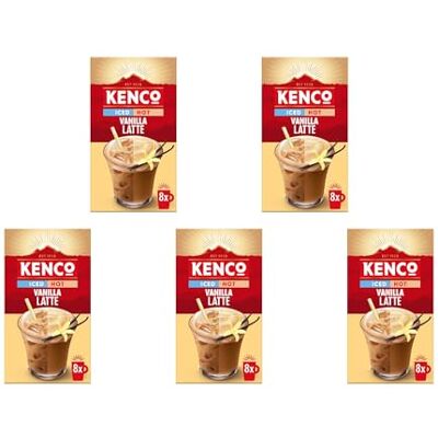 Kenco - Iced Hot Vanilla Latte - Vanilla - Sachets x8 - Latte sachets Kenco - Iced Hot Vanilla Latte - Vanilla - Sachets x8 - Latte sachets