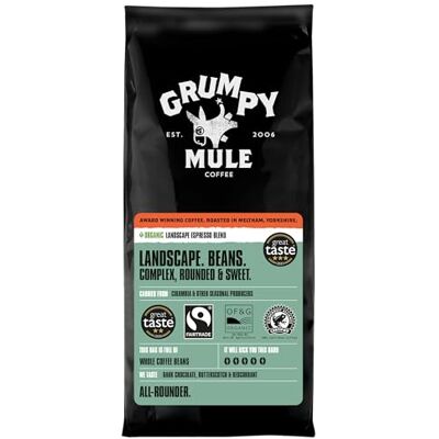 Grumpy Mule Top Notch Organic Blend Whole Coffee Beans with notes of Berries and Dark Chocolate 500g Grumpy Mule Top Notch Organic Blend Whole Coffee Beans with notes of Berries and Dark Chocolate 500g