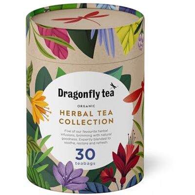DRAGONFLY Tea Organic Herbal Tea Gift Collection, (30 teabags), Organic Bags Night Sky Calm, Cape Malay Chai, Mint Garden Digestif, Happy Times Tulsi & Golden Balance Turmeric DRAGONFLY Tea Organic Herbal Tea Gift Collection, (30 teabags), Organic Bags Night Sky Calm, Cape Malay Chai, Mint Garden Digestif, Happy Times Tulsi & Golden Balance Turmeric