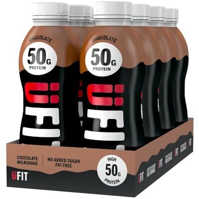 UFIT High 50g Protein Shake (8 x 500 ml) Milk Chocolate Flavour No Added Sugar High in Protein Low in Fat Gut Friendly Ready to Drink Packaging May Vary UFIT High 50g Protein Shake (8 x 500 ml) Milk Chocolate Flavour No Added Sugar High in Protein Low in Fat Gut Friendly Ready to Drink Packaging May Vary