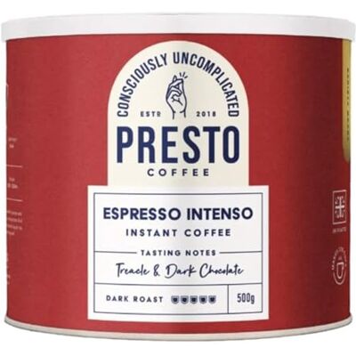 Presto Coffee – Intenso Espresso Instant Coffee – 500g – Bold & Strong – Dark Chocolate Notes – Vietnam Origin Arabica – Rainforest Alliance Certified – Recyclable Packaging Presto Coffee – Intenso Espresso Instant Coffee – 500g – Bold & Strong – Dark Chocolate Notes – Vietnam Origin Arabica – Rainforest Alliance Certified – Recyclable Packaging