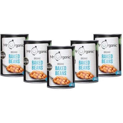 Mr Organic Award-Winning Organic Baked Beans in Tomato Sauce 12 x 400g Tins High in Protein & Fibre 1 of Your 5 a Day Vegan & Gluten-Free BPA-Free Cans Great Taste Award 2024 Mr Organic Award-Winning Organic Baked Beans in Tomato Sauce 12 x 400g Tins High in Protein & Fibre 1 of Your 5 a Day Vegan & Gluten-Free BPA-Free Cans Great Taste Award 2024