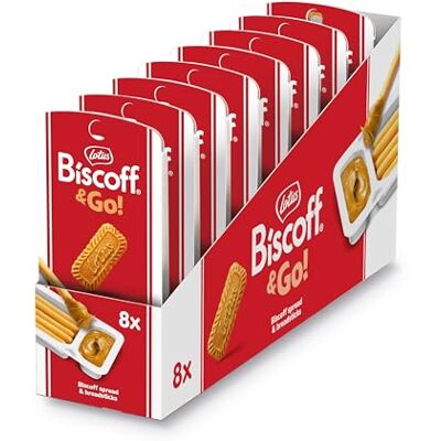 Biscoff Lotus & Go, Sweet Spread & Breadstick Snack, Caramelised Biscuit Flavour, Vegan, No Colours or Added Flavours, 8x45g, 360g Biscoff Lotus & Go, Sweet Spread & Breadstick Snack, Caramelised Biscuit Flavour, Vegan, No Colours or Added Flavours, 8x45g, 360g