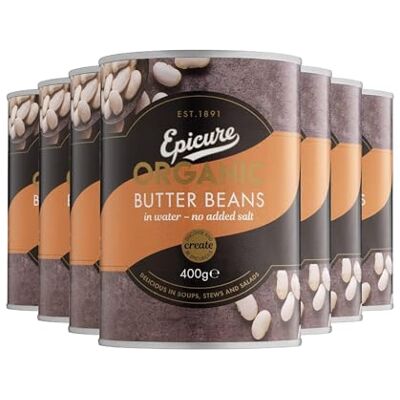 Epicure Organic Tinned Butter Beans in Water, No Added Salt 400 g (6-Pack) Epicure Organic Tinned Butter Beans in Water, No Added Salt 400 g (6-Pack)
