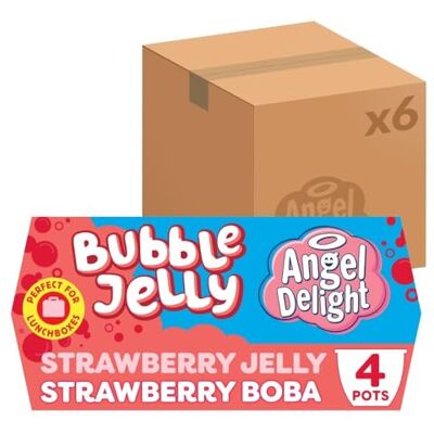Angel Delight Strawberry Jelly and Strawberry Boba Bubble Dessert Snack Pot, 130 g (6 Packs of 4) Angel Delight Strawberry Jelly and Strawberry Boba Bubble Dessert Snack Pot, 130 g (6 Packs of 4)