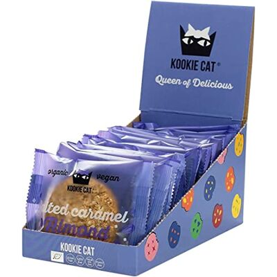 Kookie Cat Salted Caramel Almond Individually Wrapped Vegan Cookies, Gluten Free, Soy Free, Bio and Organic, Almond & Oat, 12 X 50g Multipack Kookie Cat Salted Caramel Almond Individually Wrapped Vegan Cookies, Gluten Free, Soy Free, Bio and Organic, Almond & Oat, 12 X 50g Multipack