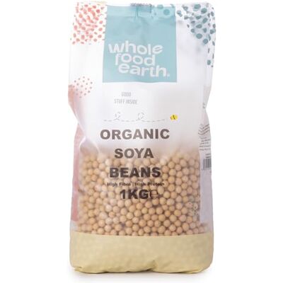 Wholefood Earth Organic Soya Beans 1kg GMO Free Vegan High Fibre High Protein Certified Organic Wholefood Earth Organic Soya Beans 1kg GMO Free Vegan High Fibre High Protein Certified Organic