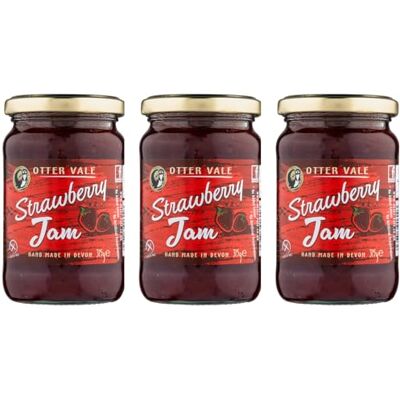 Otter Vale Strawberry Jam, deeply flavoursome with just the right amount of pipiness, hand-made in Devon, gluten-free, 315g glass jar x 3 Otter Vale Strawberry Jam, deeply flavoursome with just the right amount of pipiness, hand-made in Devon, gluten-free, 315g glass jar x 3
