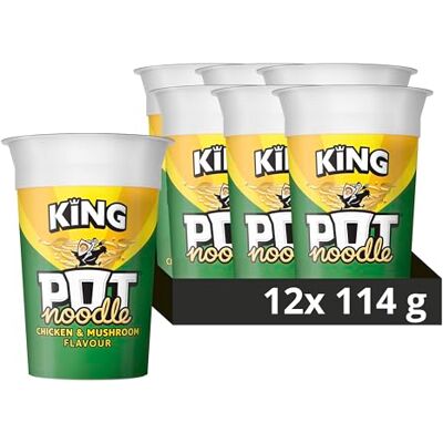 Pot Noodle Chicken & Mushroom King instant vegetarian snack quick to make noodles Instant Noodle 12x 114 g Pot Noodle Chicken & Mushroom King instant vegetarian snack quick to make noodles Instant Noodle 12x 114 g