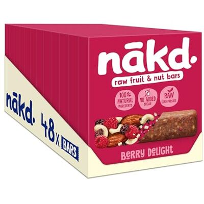 Nakd Berry Delight Natural Fruit & Nut Bars Vegan Healthy Snack Gluten Free, 35 g (Multipack case 48 Bars) Nakd Berry Delight Natural Fruit & Nut Bars Vegan Healthy Snack Gluten Free, 35 g (Multipack case 48 Bars)