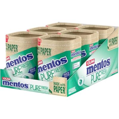 MENTOS GUM Pure Fresh Chewing Gum Crisp Outer Shell and Liquid Filled Centre Spearmint 6 x 50 Pieces MENTOS GUM Pure Fresh Chewing Gum Crisp Outer Shell and Liquid Filled Centre Spearmint 6 x 50 Pieces