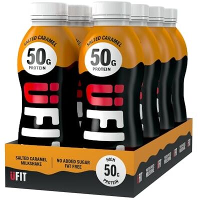 UFIT High 50g Protein Shake (8 x 500 ml) Salted Caramel Flavour- No Added Sugar High in Protein Low in Fat Gut Friendly Ready to Drink Packaging May Vary UFIT High 50g Protein Shake (8 x 500 ml) Salted Caramel Flavour- No Added Sugar High in Protein Low in Fat Gut Friendly Ready to Drink Packaging May Vary