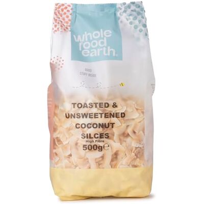 Wholefood Earth Toasted and Unsweetened Coconut Slices 500 g GMO Free Natural High Fibre Wholefood Earth Toasted and Unsweetened Coconut Slices 500 g GMO Free Natural High Fibre
