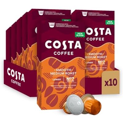 L'OR Costa Smooth Medium Roast Aluminium Coffee Pods (Pack of 10, Total 100 Coffee Capsules) L'OR Costa Smooth Medium Roast Aluminium Coffee Pods (Pack of 10, Total 100 Coffee Capsules)