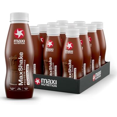 MaxiNutrition MaxShake Protein Milkshake Chocolate, 12 x 330 ml, Creamy Protein Shake for Travel, 25 g Protein, Low Fat and Low Carb, Lactose-Free, No Artificial Flavours MaxiNutrition MaxShake Protein Milkshake Chocolate, 12 x 330 ml, Creamy Protein Shake for Travel, 25 g Protein, Low Fat and Low Carb, Lactose-Free, No Artificial Flavours