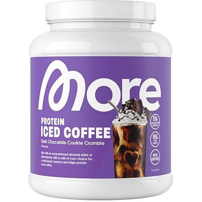 MORE NUTRITION More Protein Iced Coffee, Dark Chocolate Cookie Crumble, 500 g, 1.1 lbs, 20 Servings, Protein Powder with Instant Coffee, Low in Sugar and Fat – Made in Germany MORE NUTRITION More Protein Iced Coffee, Dark Chocolate Cookie Crumble, 500 g, 1.1 lbs, 20 Servings, Protein Powder with Instant Coffee, Low in Sugar and Fat – Made in Germany