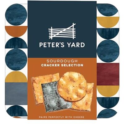Peter's Yard Sourdough Crackers Selection Tin, Great with Chutney and Cheese, High Fibre, Natural Ingredients, Low Sugar, Contains 4 x Cracker Sleeves. Peter's Yard Sourdough Crackers Selection Tin, Great with Chutney and Cheese, High Fibre, Natural Ingredients, Low Sugar, Contains 4 x Cracker Sleeves.