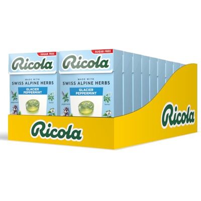Ricola Glacier Peppermint Sugar Free Swiss Herbal Sweets, Herb Drops, Sweet Box 45g Pack of 20 Boxes Ricola Glacier Peppermint Sugar Free Swiss Herbal Sweets, Herb Drops, Sweet Box 45g Pack of 20 Boxes