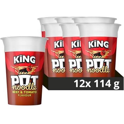Pot Noodle Beef & Tomato King Instant Vegetarian Snack quick-to-make noodles Instant Noodle 12x 114 g Pot Noodle Beef & Tomato King Instant Vegetarian Snack quick-to-make noodles Instant Noodle 12x 114 g