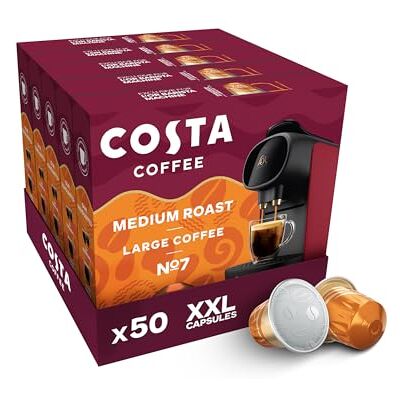 L'OR Costa Smooth Medium Roast XXL Coffee Pods (Pack of 5, Total 50 Coffee Capsules) L'OR Costa Smooth Medium Roast XXL Coffee Pods (Pack of 5, Total 50 Coffee Capsules)