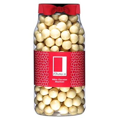 Rita Farhi White Chocolate Covered Hazelnuts in a Gift Jar, 700g Palm Oil Free Rita Farhi White Chocolate Covered Hazelnuts in a Gift Jar, 700g Palm Oil Free