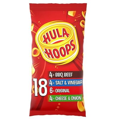 Hula Hoops VARIETY MULTIPACK Crisps 18x24g Packs, Case of 12 Deliciously crunchy No Artificial Colours or Flavours, Suitable for Vegetarians Hula Hoops VARIETY MULTIPACK Crisps 18x24g Packs, Case of 12 Deliciously crunchy No Artificial Colours or Flavours, Suitable for Vegetarians