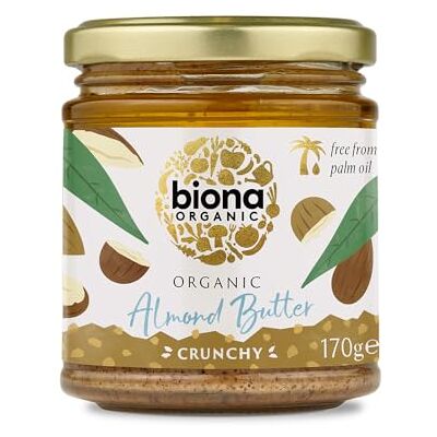 Biona Organic Crunchy Almond Butter 170g, Pack of 6 100% Organic Almonds, Crunchy Texture, No Added Sugar or Palm Oil, Gluten Free, Vegan Biona Organic Crunchy Almond Butter 170g, Pack of 6 100% Organic Almonds, Crunchy Texture, No Added Sugar or Palm Oil, Gluten Free, Vegan
