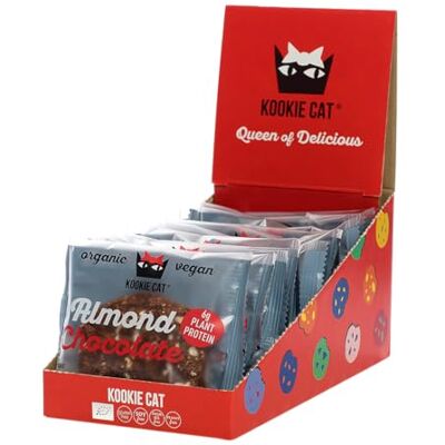 Kookie Cat Almond & Chocolate Individually Wrapped Vegan Cookies, Gluten Free, Soy Free, Bio and Organic, Almond & Oat 12 X 50g Multipack Kookie Cat Almond & Chocolate Individually Wrapped Vegan Cookies, Gluten Free, Soy Free, Bio and Organic, Almond & Oat 12 X 50g Multipack