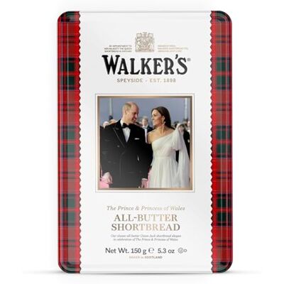 Walkers Walker's Shortbread Prince & Princess of Wales Shortbread Tin, Traditional All‑Butter Scottish Biscuits, 150g Walkers Walker's Shortbread Prince & Princess of Wales Shortbread Tin, Traditional All‑Butter Scottish Biscuits, 150g