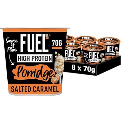 FUEL10K High Protein Salted Caramel Porridge Pot, 13g Protein & Source of Fibre, 70g (Pack of 8) FUEL10K High Protein Salted Caramel Porridge Pot, 13g Protein & Source of Fibre, 70g (Pack of 8)